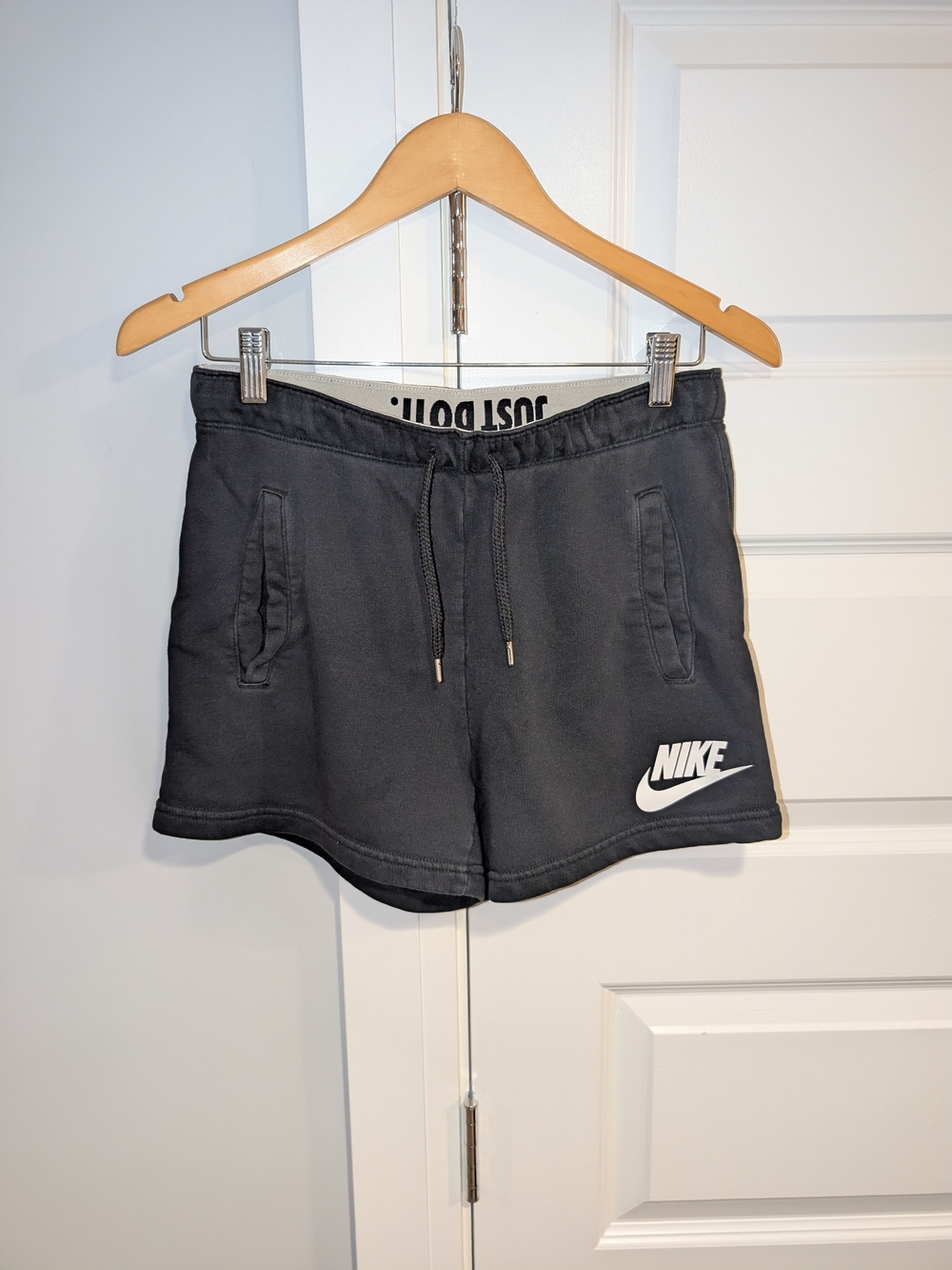 Nike Black Athletic Shorts with White Logo